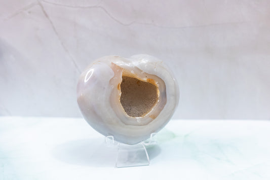 Chalcedony Druzy Agate Heart