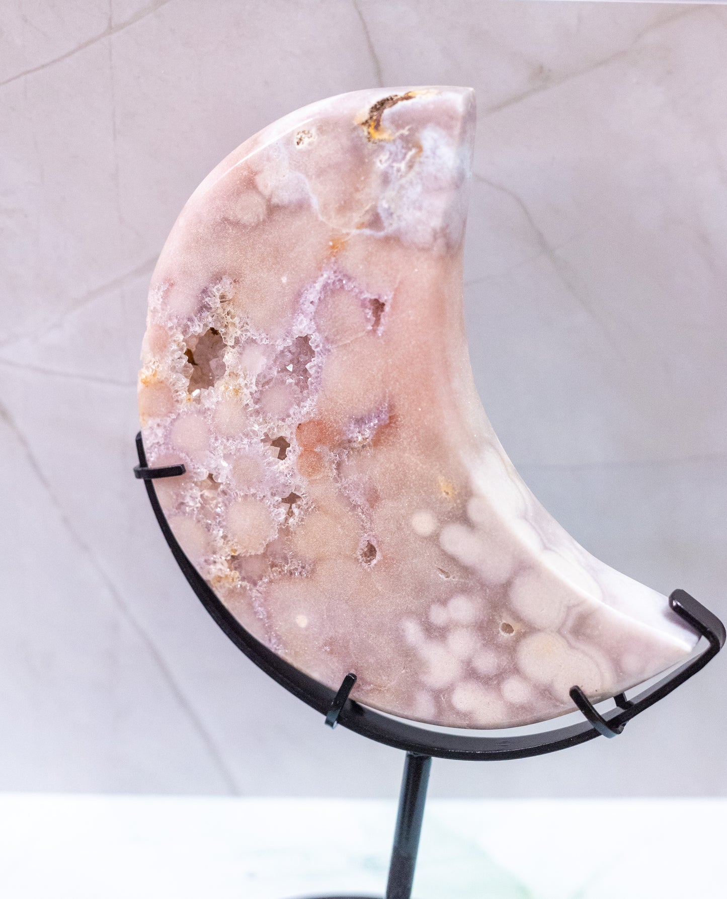 Pink Amethyst Moon on Stand