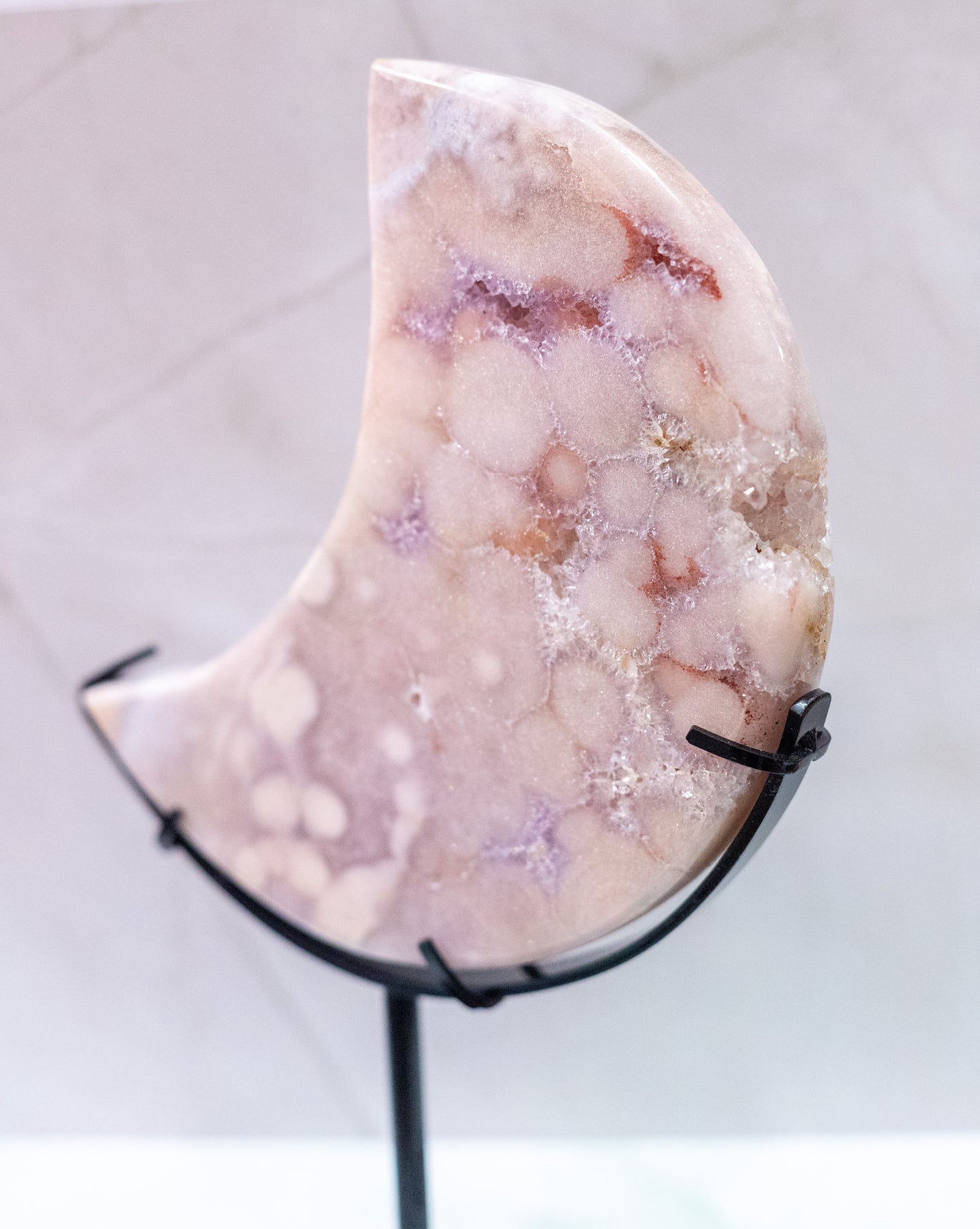 Pink Amethyst Moon on Stand