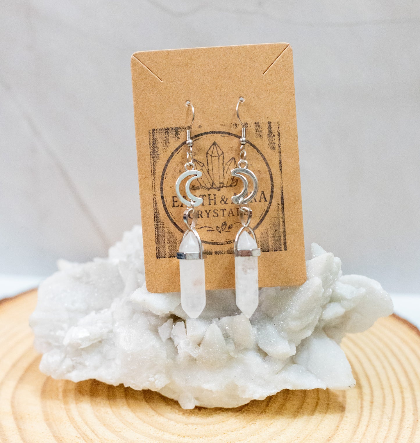 Crystal Point Moon Earrings