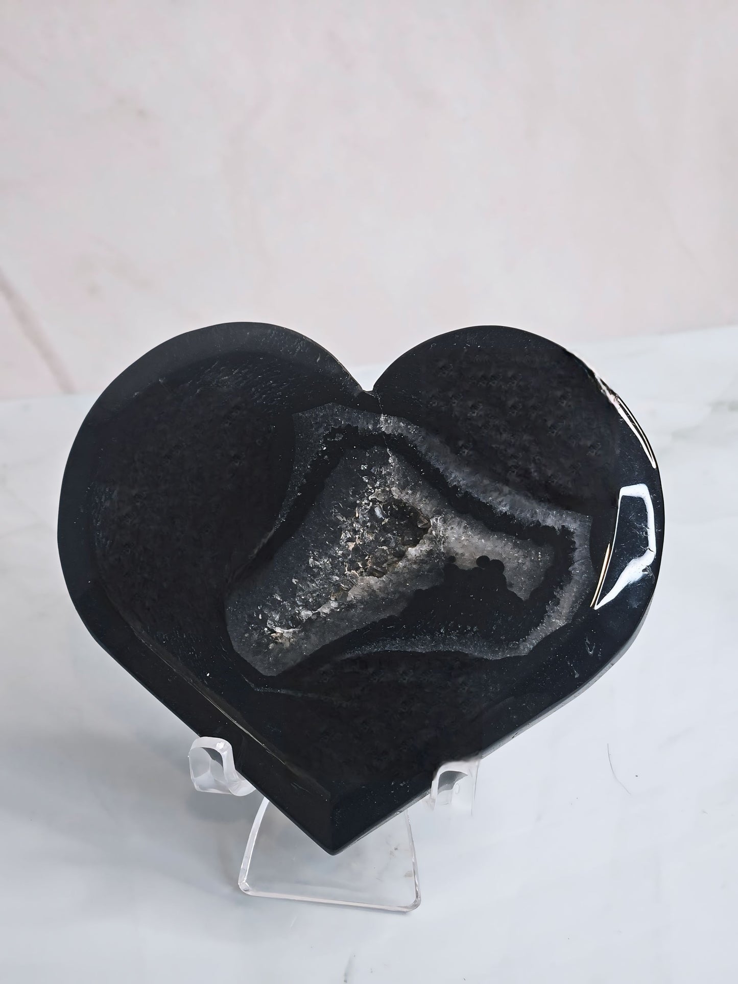 Black Agate Druzy Heart 🖤✨
