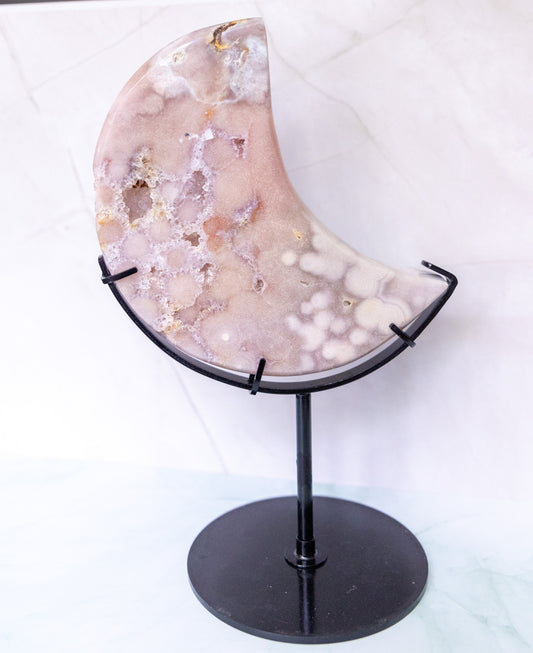 Pink Amethyst Moon on Stand