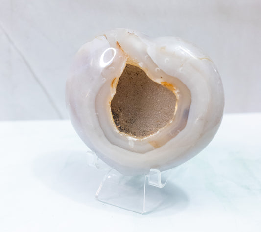 Chalcedony Druzy Agate Heart