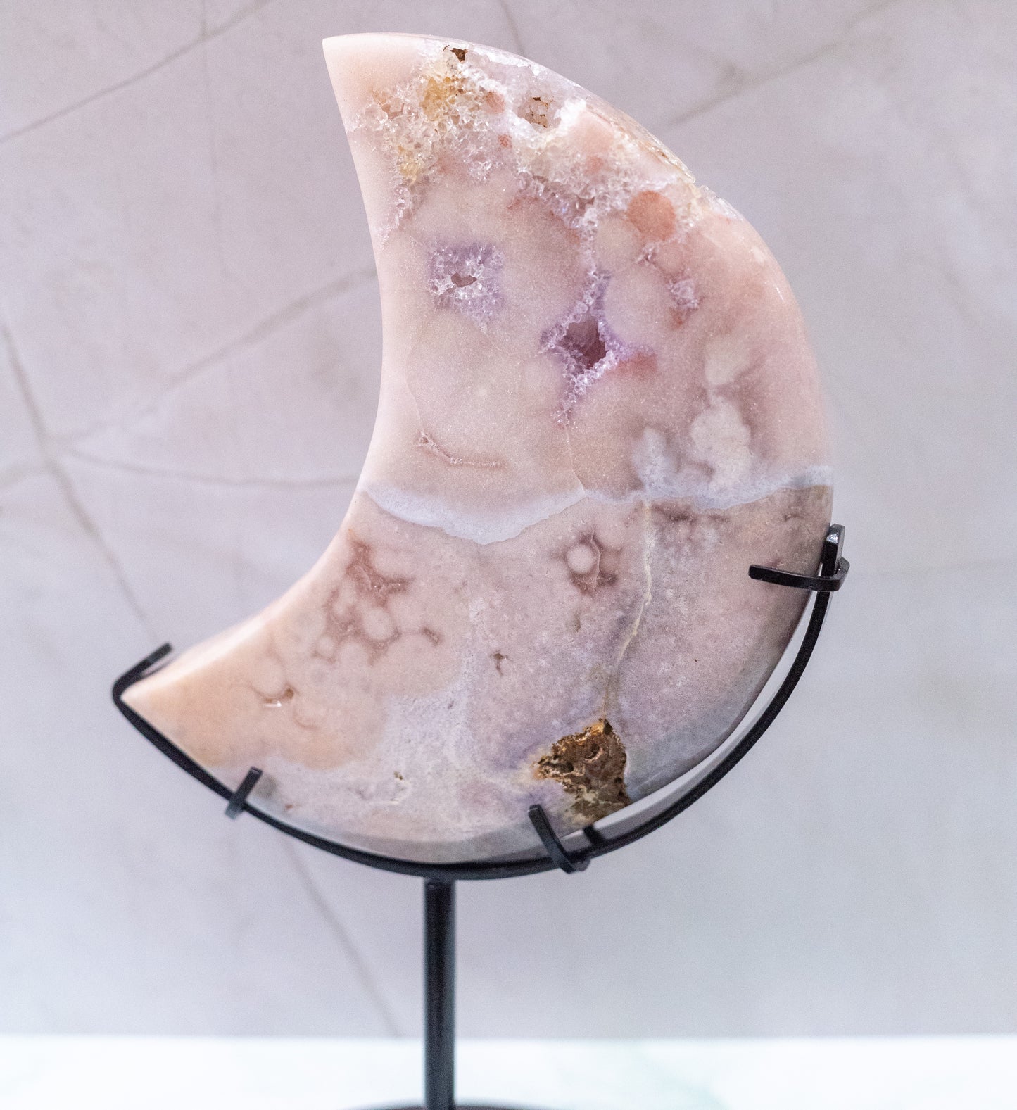 Pink Amethyst Moon on Stand