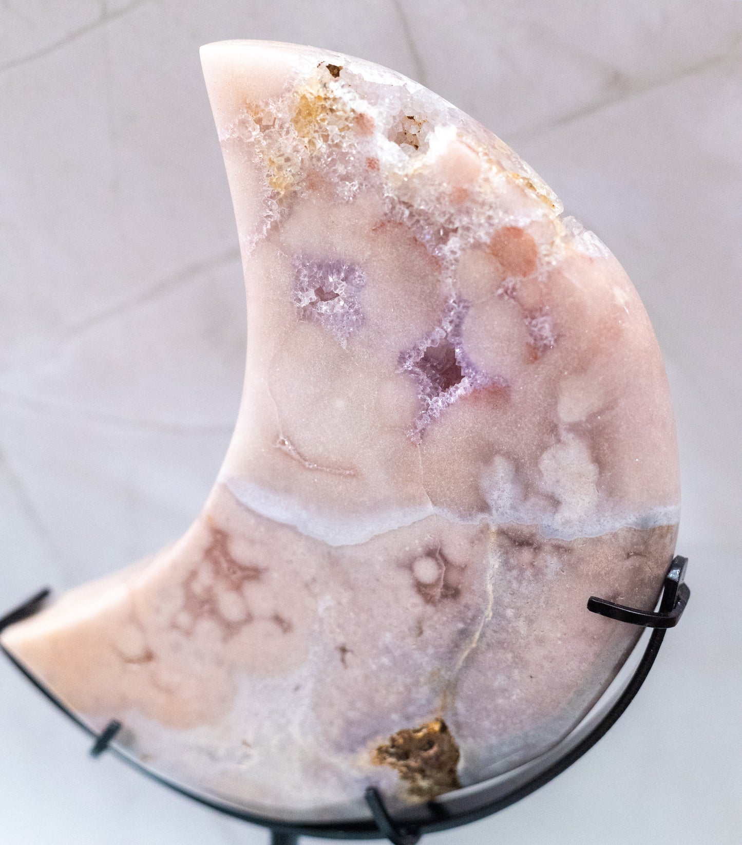 Pink Amethyst Moon on Stand