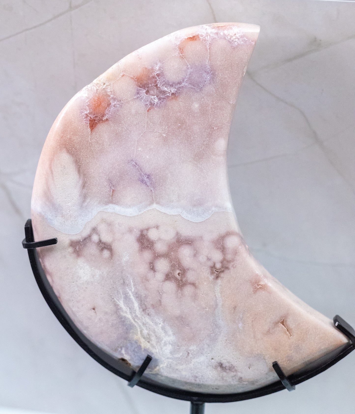 Pink Amethyst Moon on Stand
