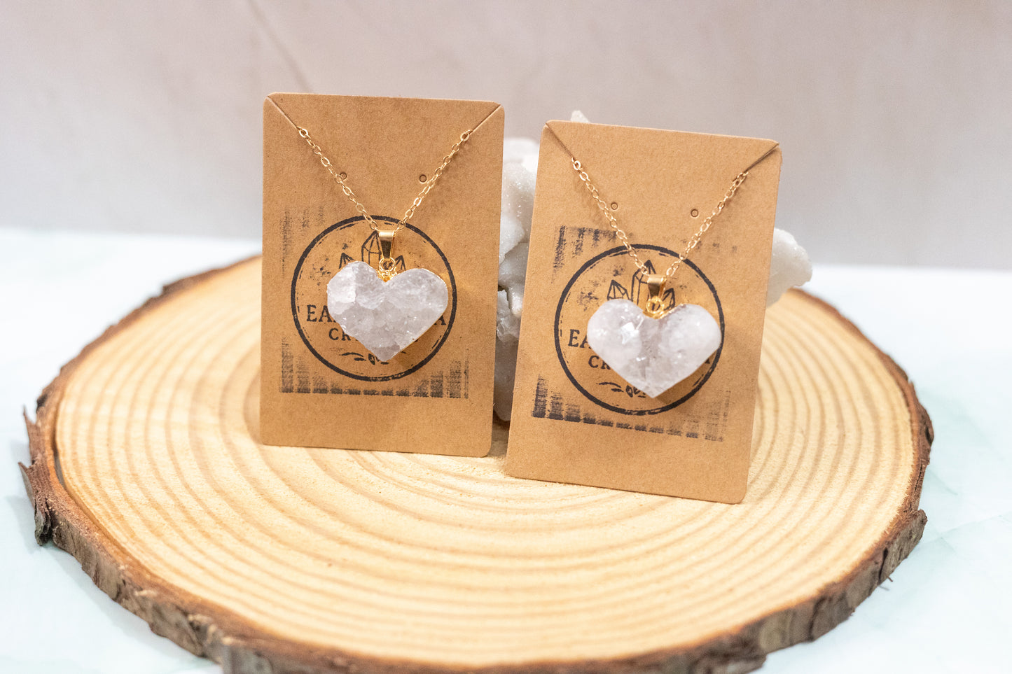 Clear Quartz Cluster Heart Necklace