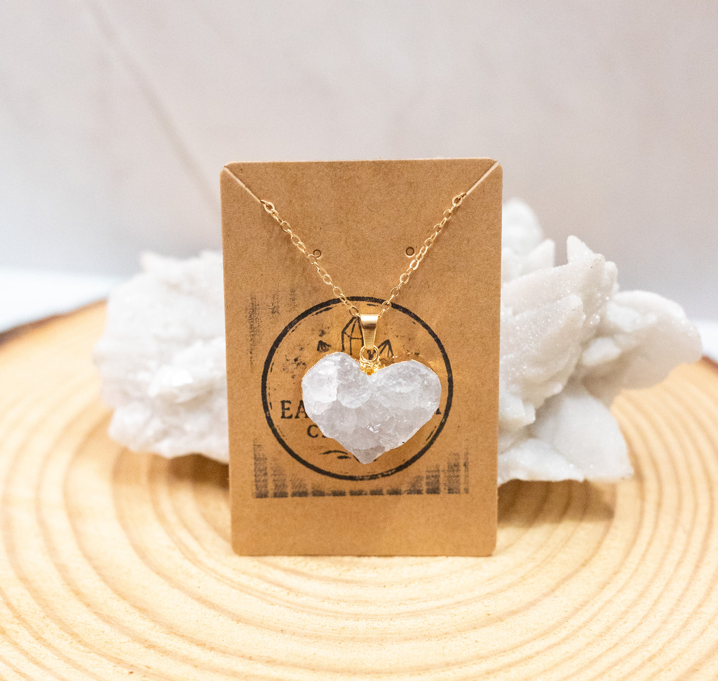 Clear Quartz Cluster Heart Necklace