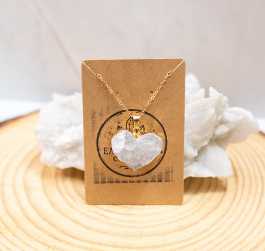 Clear Quartz Cluster Heart Necklace