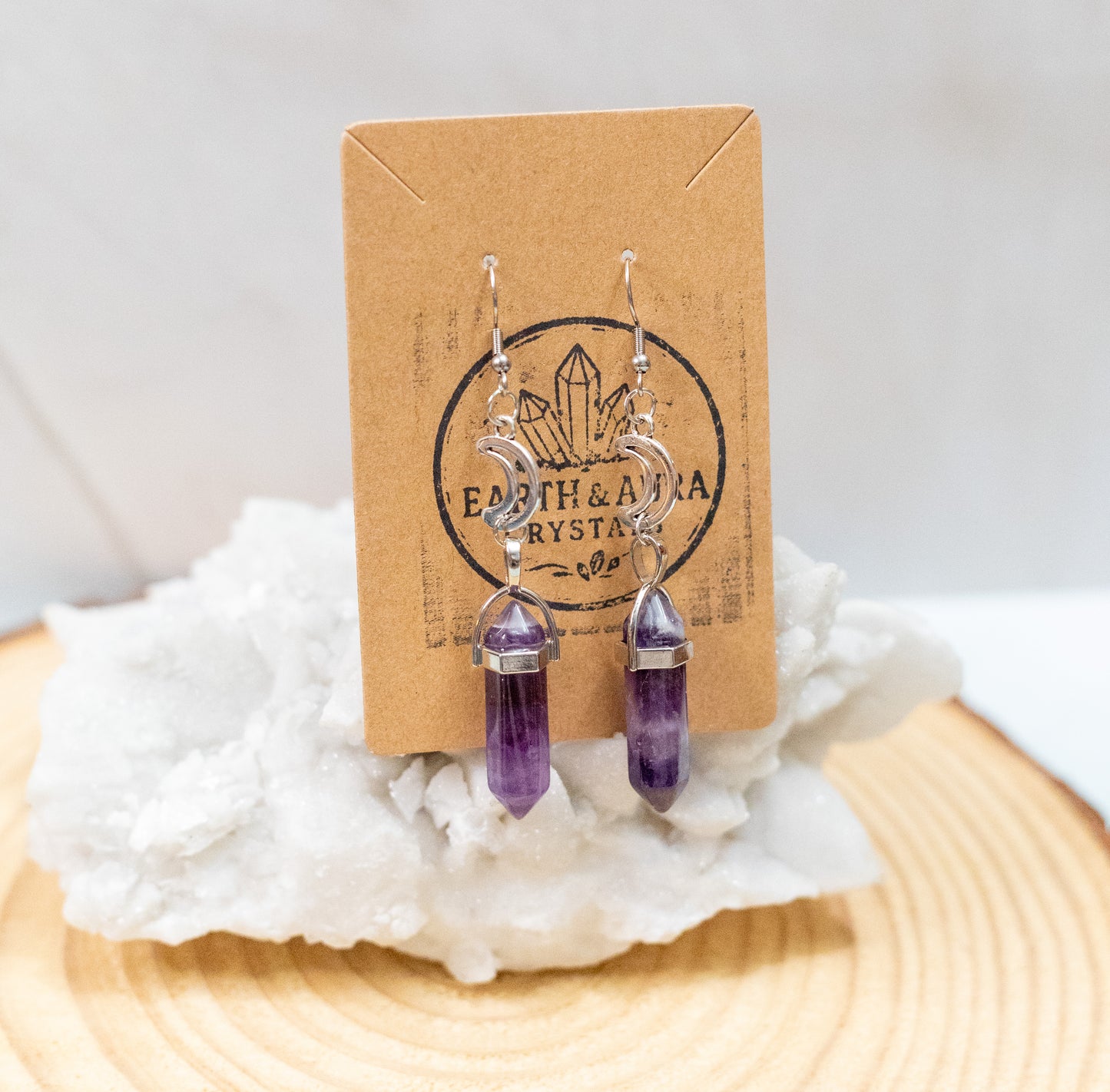 Crystal Point Moon Earrings