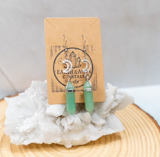 Crystal Point Moon Earrings
