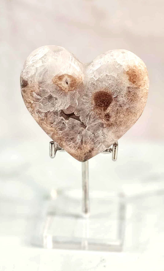 Flower Agate Druzy Heart