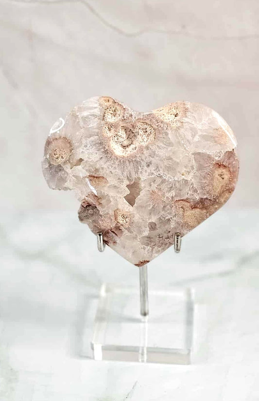 Flower Agate Druzy Heart