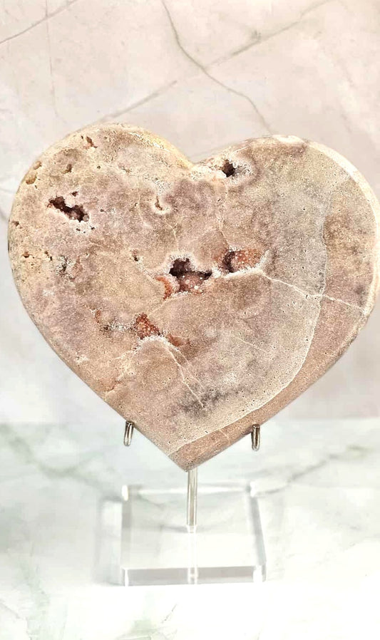 Large Pink Amethyst Druzy Heart