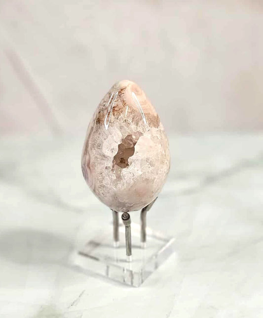 Pink Druzy Agate Egg